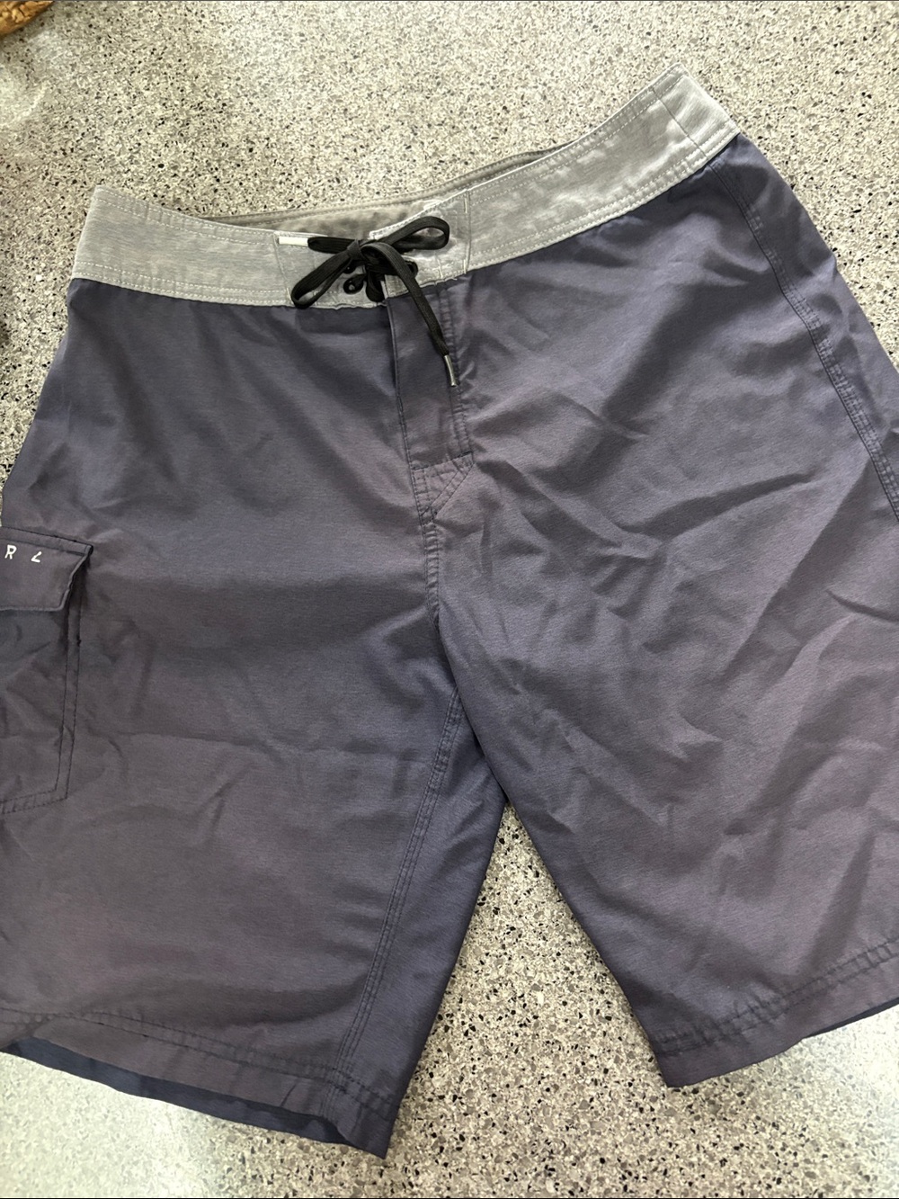 Rip Curl Navy Board Shorts with Gray Waistband, size 31